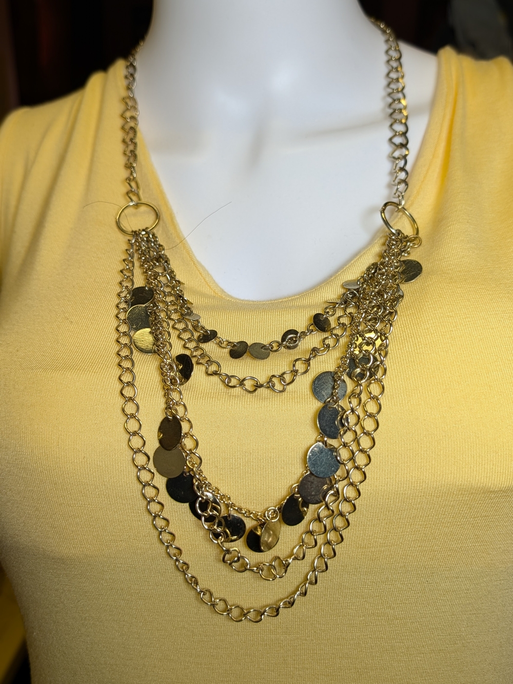Fashion Jewelry Gold Layered Disc Necklace